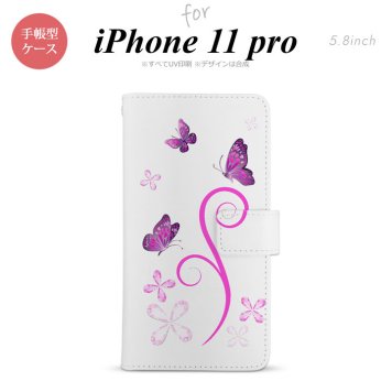 iPhone11Pro iPhone11 Pro 手帳型スマホケース カバー バタフライ 蝶 ピンク  nk-004s-i11p-dr223