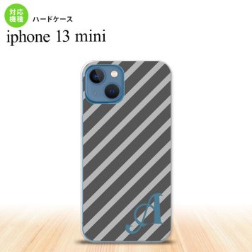 iPhone13mini iPhone13 mini ケース ハードケース ストライプ グレー +アルファベット  nk-i13m-711i