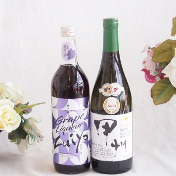 みずみずしくジューシーな風味の葡萄酒と国産ワインセット(柑橘香 穂坂甲州 白ワイン 辛口(山梨県)720ml瑞鷹葡萄の酒10度(熊本県)720ml