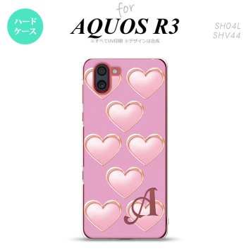 SH-04L SHV44 R3 AQUOS R3 スマホケース カバー ハート C ピンク +アルファベット nk-r3-174i