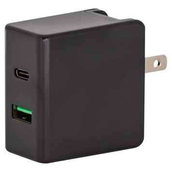 グリーンハウス AC-USBアダプタ 2P USBCケーブル1m PD対応 ブラック GH-ACU2PA-BK