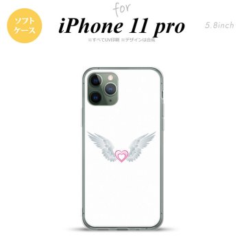 iPhone11Pro iPhone11 Pro スマホケース ソフトケース 白翼 ハート 白 ピンク メンズ レディース nk-i11p-tp475