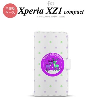 【手帳型 スマホ カバー ケース】【SO02K】【エクスペリア XZ1】手帳型 ケース SO-02K スマホ カバー Xperia XZ1 Compact エクスペリア トナカイワッペン 紫 nk-004s-so02k-dr623【メール便送料無料】