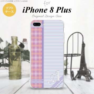 【iPhone8Plus】【スマホケース/スマホカバー】【アイフォン8プラス】iPhone8Plus スマホケース ケース アイフォン8プラス イニシャル チェック・ボーダー 紫 nk-ip8p-tp1601ini【メール便送料無料】