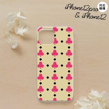 iPhone12/iPhone12pro iPhone12 / iPhone12pro スマホケース ソフトケース トランプ クラブ ベージュ ピンク メンズ レディース nk-i12-tp534