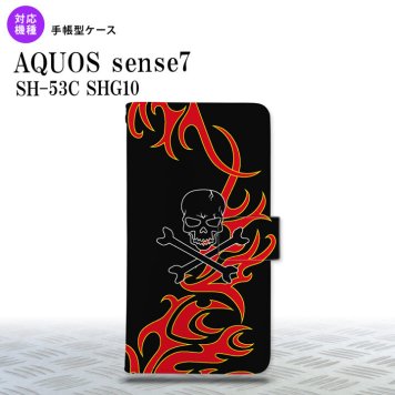 sense7 sense7 手帳型スマホケース カバー ドクロ 黒 赤黄 2022年 11月発売 nk-004s-sens7-dr869