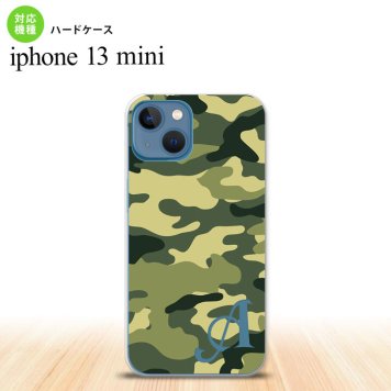 iPhone13mini iPhone13 mini ケース ハードケース ウッドランド 迷彩 A 緑 +アルファベット  nk-i13m-1157i