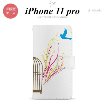 iPhone11Pro iPhone11 Pro 手帳型スマホケース カバー 青い鳥 赤 黄  nk-004s-i11p-dr1295
