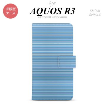 SH-04L/SHV44 AQUOS R3 手帳型スマホケース カバー ボーダー 細 青  nk-004s-r3-dr1288