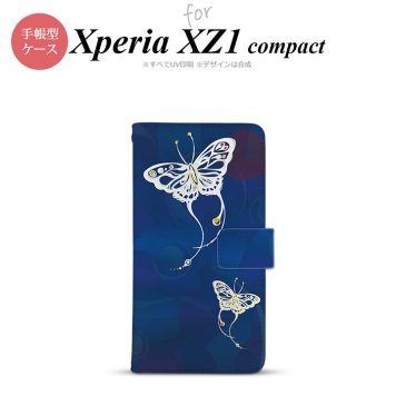 【手帳型 スマホ カバー ケース】【SO02K】【エクスペリア XZ1】手帳型 ケース SO-02K スマホ カバー Xperia XZ1 Compact エクスペリア 蝶（和柄） 青 nk-004s-so02k-dr1551【メール便送料無料】