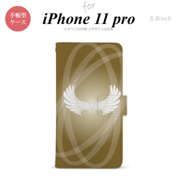 iPhone11Pro iPhone11 Pro 手帳型スマホケース カバー 翼 光 ゴールド風  nk-004s-i11p-dr462