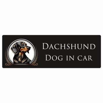 ドッグ カーステッカー イラスト付 Dog in Car ダックスフント B タイプ セーフティサイン 犬種別 長方形 15x5cm シール リア あおり運転対策 Dog Sticker 屋外 屋内 防水 かわいい おしゃれ 安全対策 カーサイン