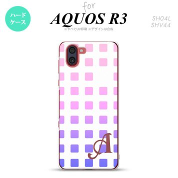 SH-04L SHV44 R3 AQUOS R3 スマホケース カバー スクエア ドット ピンク +アルファベット nk-r3-1363i