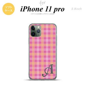iPhone11Pro iPhone11 Pro スマホケース ソフトケース チェック B ピンク +アルファベット メンズ レディース nk-i11p-tp434i