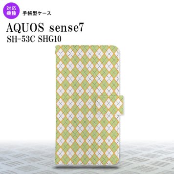 sense7 sense7 手帳型スマホケース カバー アーガイル 緑 グレー 2022年 11月発売 nk-004s-sens7-dr1407