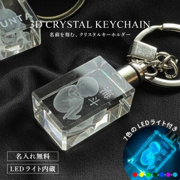 3D クリスタルキーホルダー《ネーム》 (キーホルダー 名前入りキーホルダー クリスタル クリスタルガラス 立体 3D LEDライト付き 名前入り 誕生日 出産祝い 記念品 赤ちゃん ベビー 思い出)