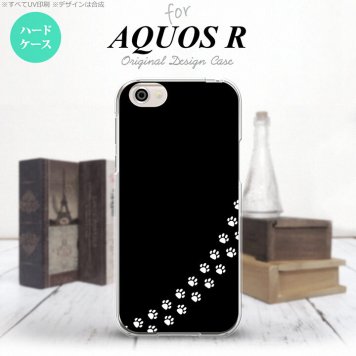 【SH03J】【スマホケース/スマホカバー】【アクオス R】SH03J スマホケース AQUOS R SH-03J カバー アクオス R 猫(足跡) 黒×白 nk-sh03j-422【メール便送料無料】