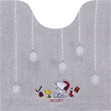 スヌーピー ウッドストック PEANUTS ハッピースヌーピー トイレマット   グレー 60×60