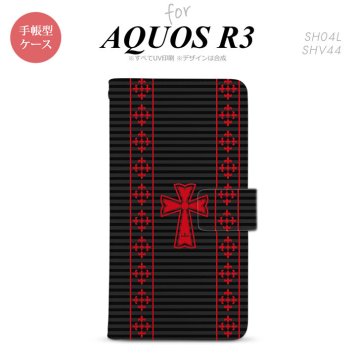 SH-04L/SHV44 AQUOS R3 手帳型スマホケース カバー ゴシック 黒 赤  nk-004s-r3-dr1010