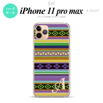 iPhone11ProMax iPhone11pro max スマホケース ハードケース エスニック ボーダー 紫 +アルファベット メンズ レディース nk-i11pm-1564i