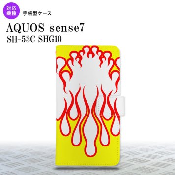 sense7 sense7 手帳型スマホケース カバー ファイヤー 炎 白 黄 2022年 11月発売 nk-004s-sens7-dr1306