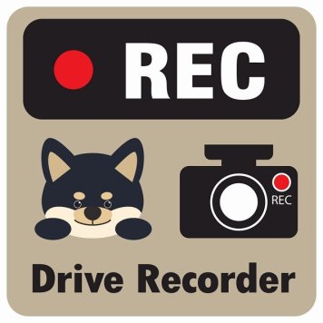 ドラレコ ステッカー シール REC Drive Recorder 黒柴 グレーベージュ 13x13cm 正方形 おしゃれ かわいい ドラレコシール 安全対策 危険運転 煽り運転 前後 アニマル 動物 イラスト付 ドライブレコーダー 録画 カーサイン