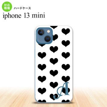 iPhone13mini iPhone13 mini ケース ハードケース ハート A 白 黒 +アルファベット  nk-i13m-115i