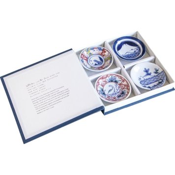 お中元 お返し 内祝い ギフト和陶器 江戸っ子恐竜 しあわせ図鑑 まめ皿4枚EK88-Y01  新築 お礼 引越し 志 仏事 送料無料
