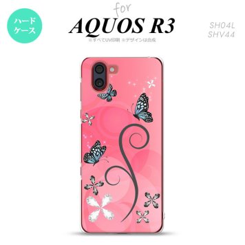 SH-04L SHV44 R3 AQUOS R3 スマホケース カバー バタフライ 蝶 D ピンク nk-r3-225