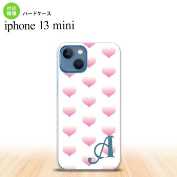 iPhone13mini iPhone13 mini ケース ハードケース ハート A 白 ピンク +アルファベット  nk-i13m-118i