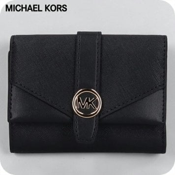 マイケルコース 二つ折り財布 二折財布 コンパクト レディース アウトレットブランド MICHAEL KORS グリニッチ 35S5GGRE6L-BK BLACK