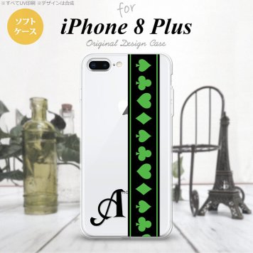 【iPhone8Plus】【スマホケース/スマホカバー】【アイフォン8プラス】iPhone8Plus スマホケース ケース アイフォン8プラス イニシャル トランプ(帯) 黒×緑 nk-ip8p-tp526ini【メール便送料無料】