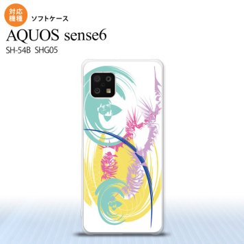 SH-54B SHG05 AQUOS sense6 スマホケース ソフトケース アート 白 黄 メンズ レディース nk-sens6-tp1264