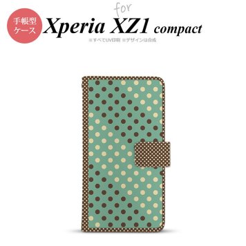 【手帳型 スマホ カバー ケース】【SO02K】【エクスペリア XZ1】手帳型 ケース SO-02K スマホ カバー Xperia XZ1 Compact エクスペリア ドット・水玉 ミント×茶 nk-004s-so02k-dr1646【メール便送料無料】