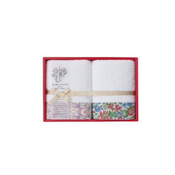【送料無料・包装無料・のし無料】prima rosette using by LIBERTY FABRICS  フェイスタオル2P ピンク・グリーン PR-2425-PG(B5)お年賀 寒中見舞い 入学祝い 卒業祝い 就職祝い 結婚祝い 誕生日 出産祝い 引越祝い 香典返し 新盆 初盆 御礼 お中元 内祝い 快気祝い ご挨拶 志 法事