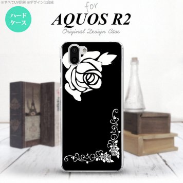 AQUOS R2 アクオス アール2 SH-03K SHV42 専用 スマホケース カバー ハードケース バラA 黒×白 nk-r2-1068[スマホ,スマホケース,スマホカバー,ケース,カバー,ジャケット]