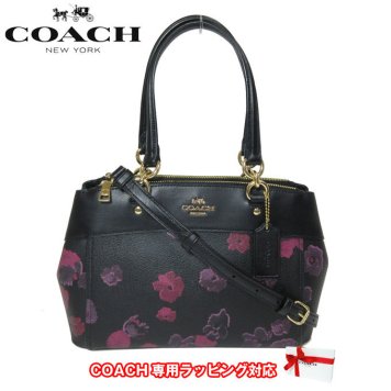 コーチ アウトレット COACH ショルダーバッグ F37774 PVC×レザー ハーフトーン フローラル プリント ミニ ブルック 2WAY キャリーオール IMO2D(ブラック×ワイン)【RCP】【0815楽天カード分割】