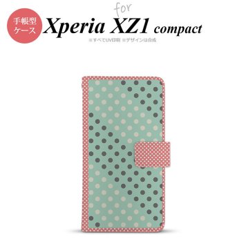 【手帳型 スマホ カバー ケース】【SO02K】【エクスペリア XZ1】手帳型 ケース SO-02K スマホ カバー Xperia XZ1 Compact エクスペリア ドット・水玉 ミント×ピンク nk-004s-so02k-dr1651【メール便送料無料】