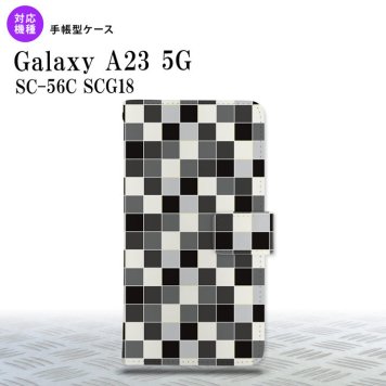 Galaxy A23 GalaxyA23 手帳型スマホケース カバー スクエア モザイク グレー 2022年 10月発売 nk-004s-a23-dr1016