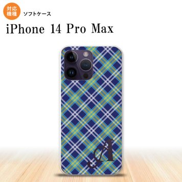iPhone14 ProMax iPhone14 Pro Max スマホケース 背面ケースソフトケース チェック A 青 +アルファベット 2022年 9月発売 nk-i14pm-tp437i