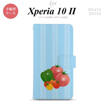 Xperia10 II 手帳型 スマホケース 全面印刷 おしゃれ ストラップホール有り ベジタブル トマト nk-004s-xp102-dr666