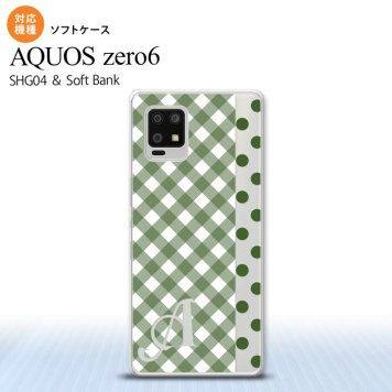 SHG04 SHG04 ZERO6 AQUOS zero6 スマホケース ソフトケース チェック ドット 白 緑 +アルファベット メンズ レディース nk-zero6-tp1523i