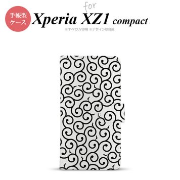 【手帳型 スマホ カバー ケース】【SO02K】【エクスペリア XZ1】手帳型 ケース SO-02K スマホ カバー Xperia XZ1 Compact エクスペリア 唐草 白×黒 nk-004s-so02k-dr1133【メール便送料無料】