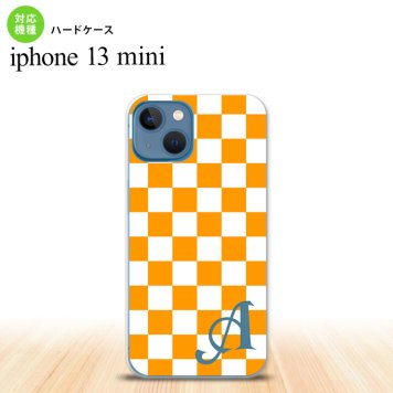 iPhone13mini iPhone13 mini ケース ハードケース スクエア 白 オレンジ +アルファベット  nk-i13m-764i