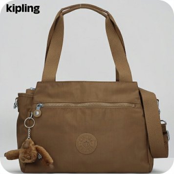 キプリング ハンドバッグ レディース ブランド Kipling エリシア ロゴ ワンポイント 無地 2WAY K43791-1NA Smooth Khaki