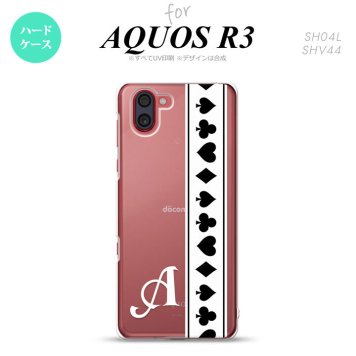 SH-04L SHV44 R3 AQUOS R3 スマホケース カバー トランプ 帯 白 黒 +アルファベット nk-r3-527i