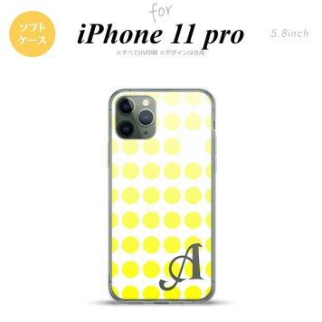 iPhone11Pro iPhone11 Pro スマホケース ソフトケース 水玉 黄 +アルファベット メンズ レディース nk-i11p-tp1371i