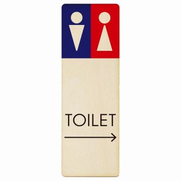 トイレ プレート 木製 男女 D1 右 矢印 長方形 縦書き 9x27cm 方向案内 進路ドア サインステッカー ピクトサイン トイレマーク表示 案内 注意 施設 御手洗 TOILET おしゃれ シンプル 安全対策