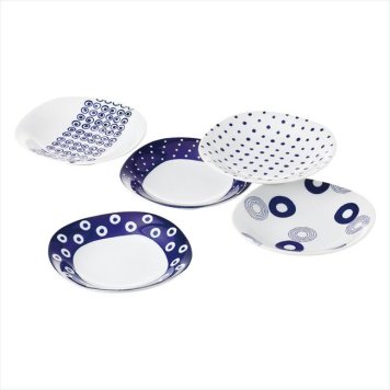 美濃焼 Indigo Japan 藍丸紋 パスタ&カレー5枚揃　 13306  内祝 内祝い お祝 御祝 記念品 出産内祝い プレゼント 快気祝い 粗供養 引出物