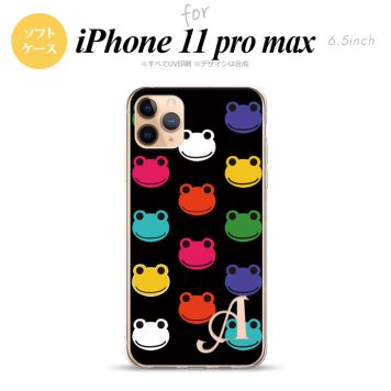 iPhone11ProMax iPhone11pro max スマホケース ソフトケース カエル かえる A 黒 +アルファベット メンズ レディース nk-i11pm-tp161i